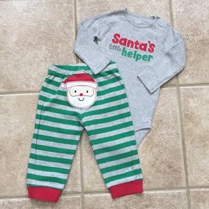 Carter's Boys Christmas Santa’s Little Helper Bodysuit Pants and Bib Set